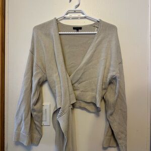 Dynamite tie sweater cream long wide sleeve